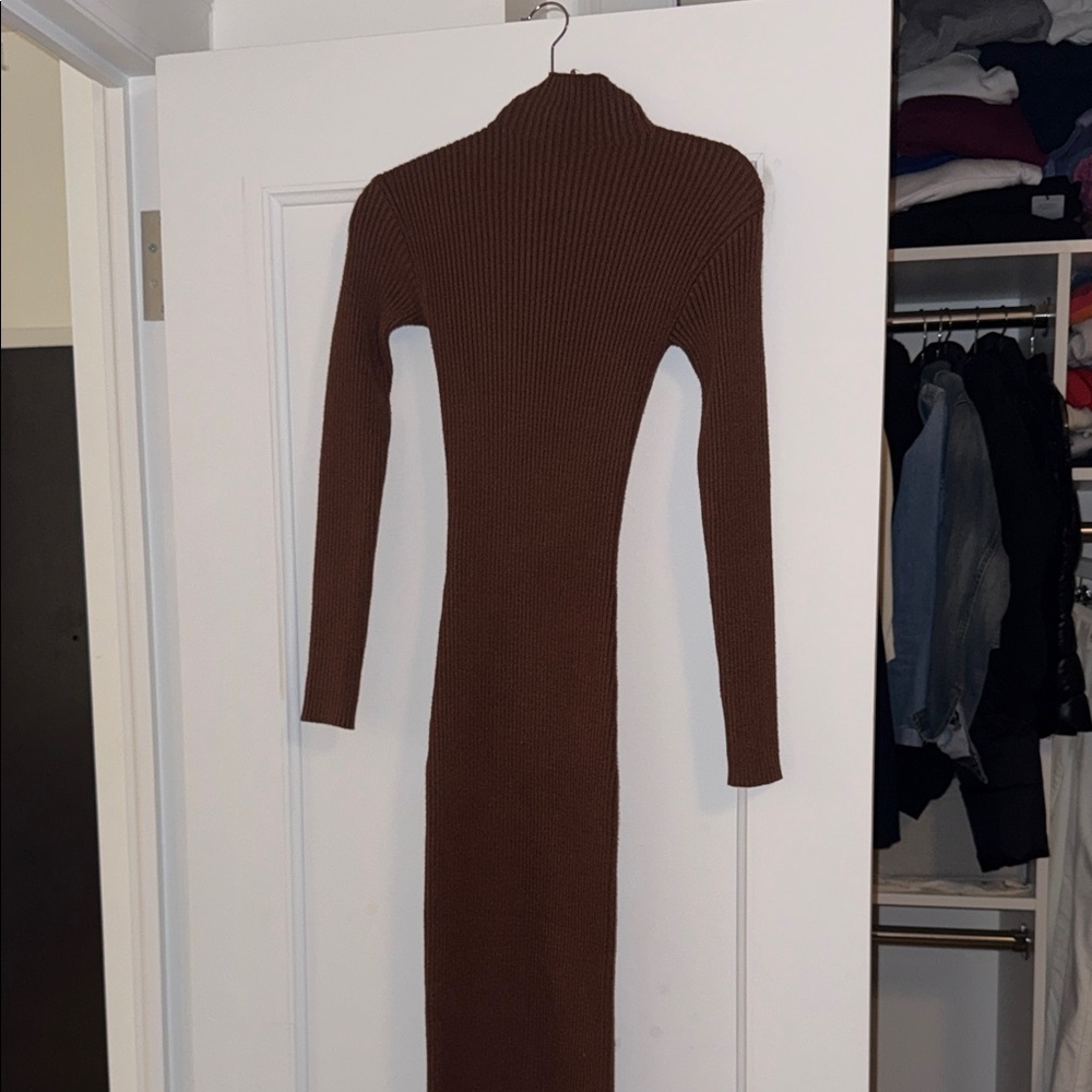 Astr Midi Brown Knit Dress